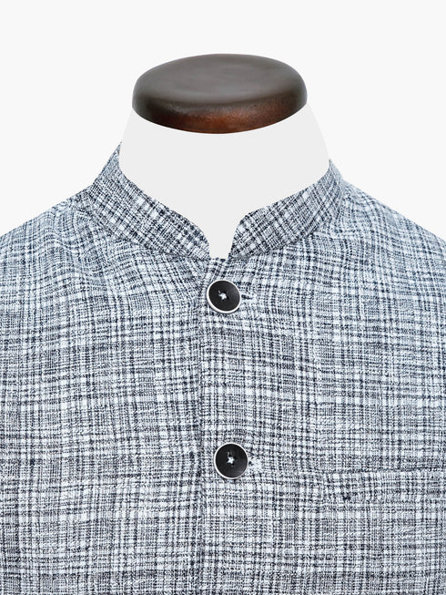 Navy Blue & White Structured Waistcoat