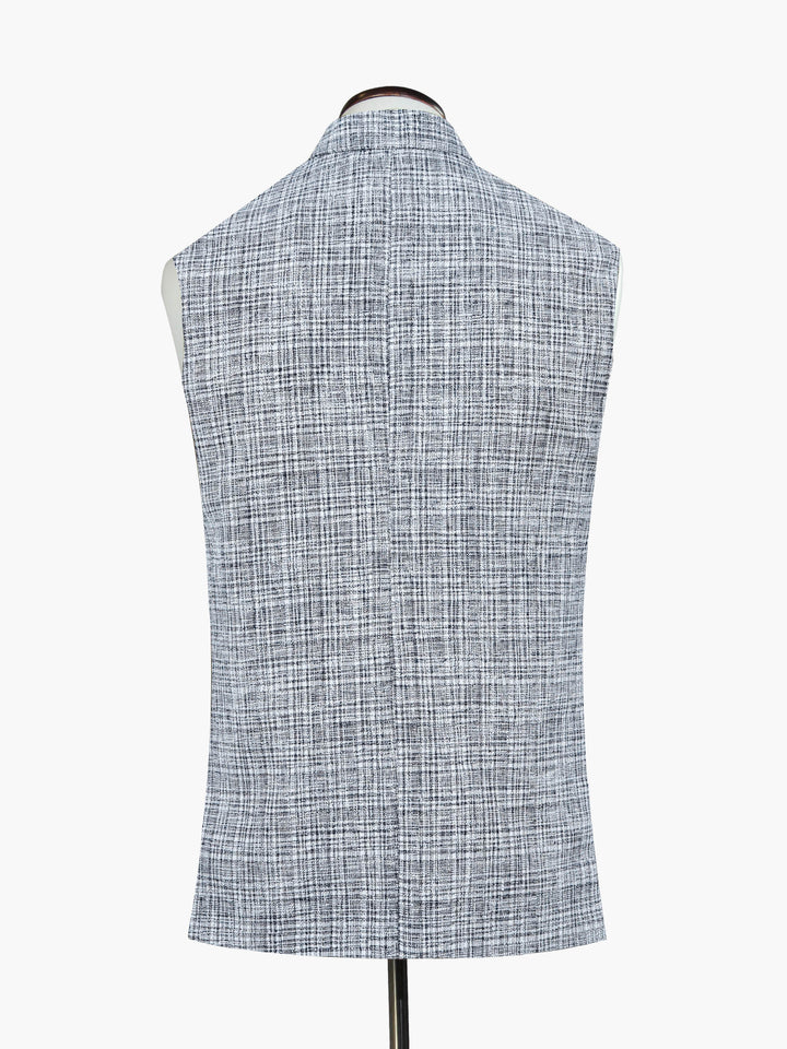 Navy Blue & White Structured Waistcoat