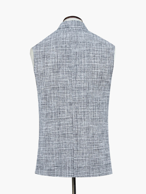 Navy Blue & White Structured Waistcoat