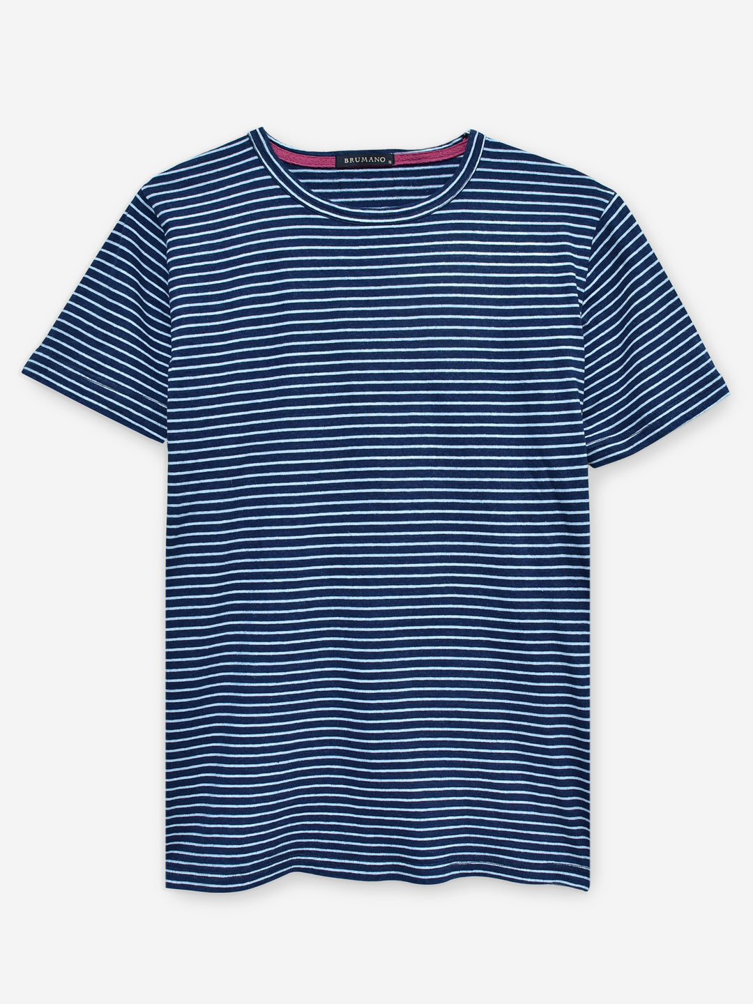 Navy Indigo Striped Crew Neck T-Shirt Brumano Pakistan