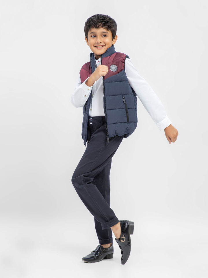 Navy & Burgundy Quilted Sporty Casual Gilet Brumano Pakistan