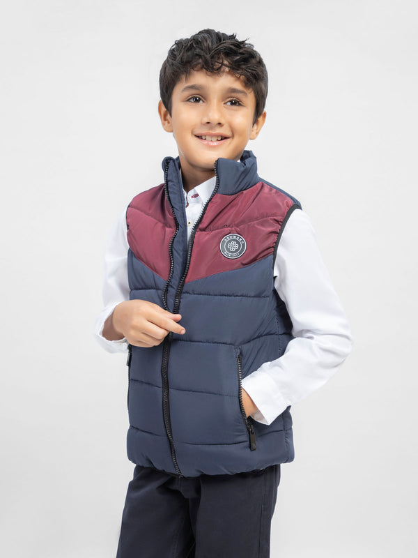 Navy & Burgundy Quilted Sporty Casual Gilet Brumano Pakistan