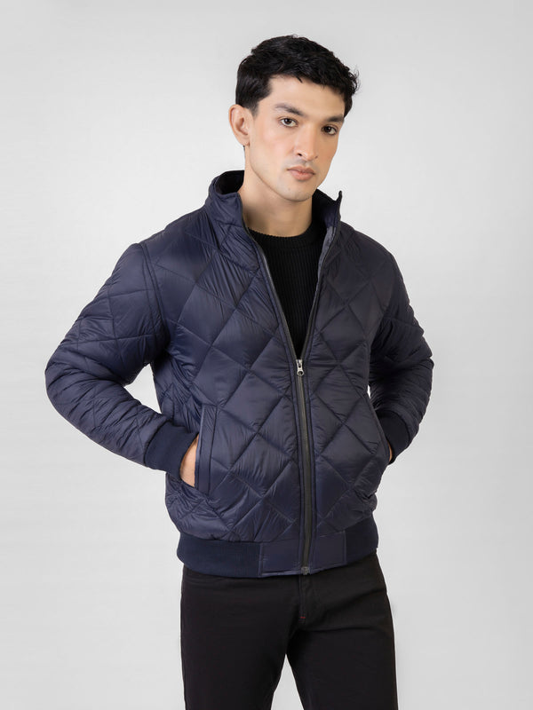 Navy blue Nylon Diamond Quilted Puffer