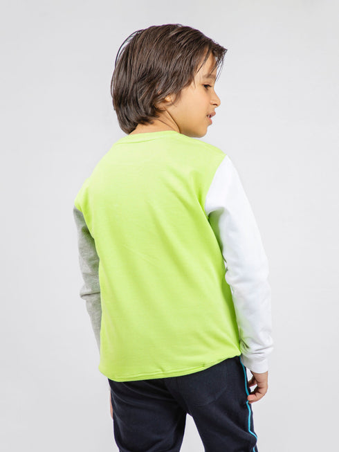 Neon Green Sweatshirt With Contrasting Sleeves Brumano Pakistan