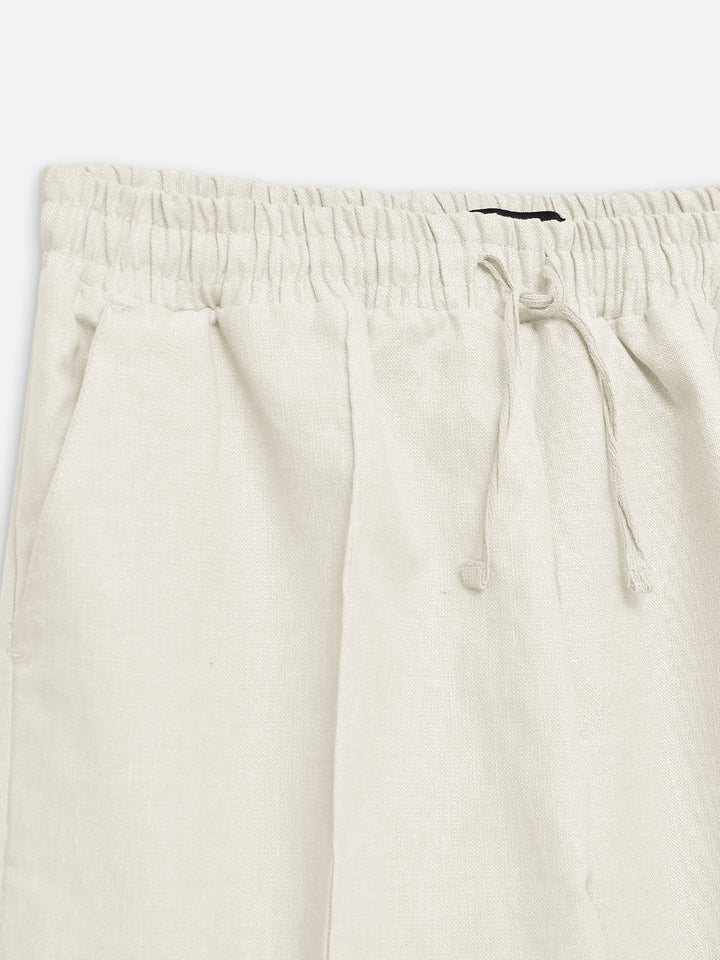Man wearing off-white linen blended pajama trouser — Brumano Pakistan