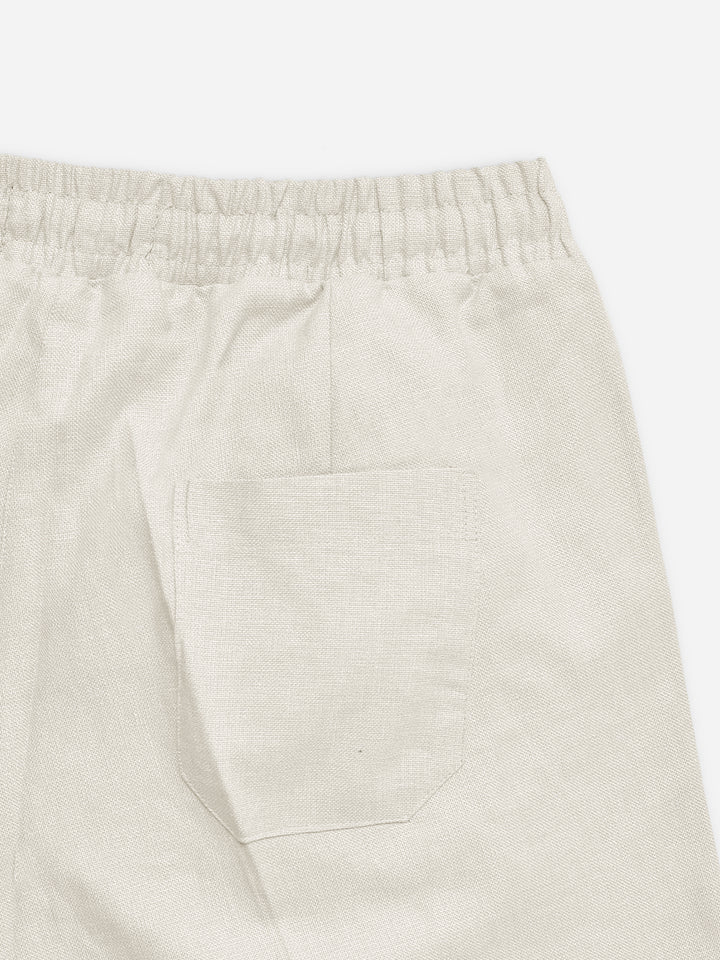 Off-White Linen Blended Pajama Trouser side view — Brumano Pakistan