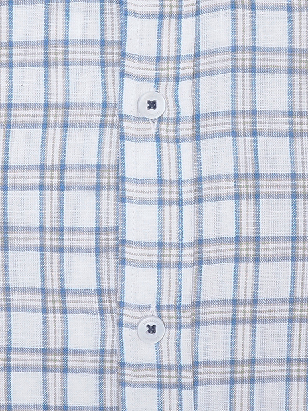 Off-White & Blue Linen Button Down Shirt