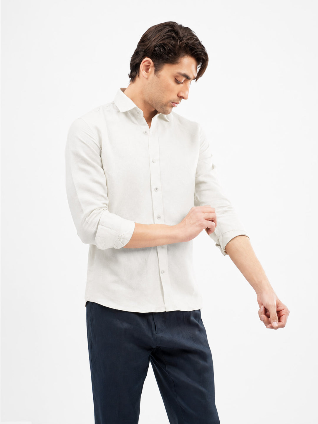 Off White Linen Blended Shirt