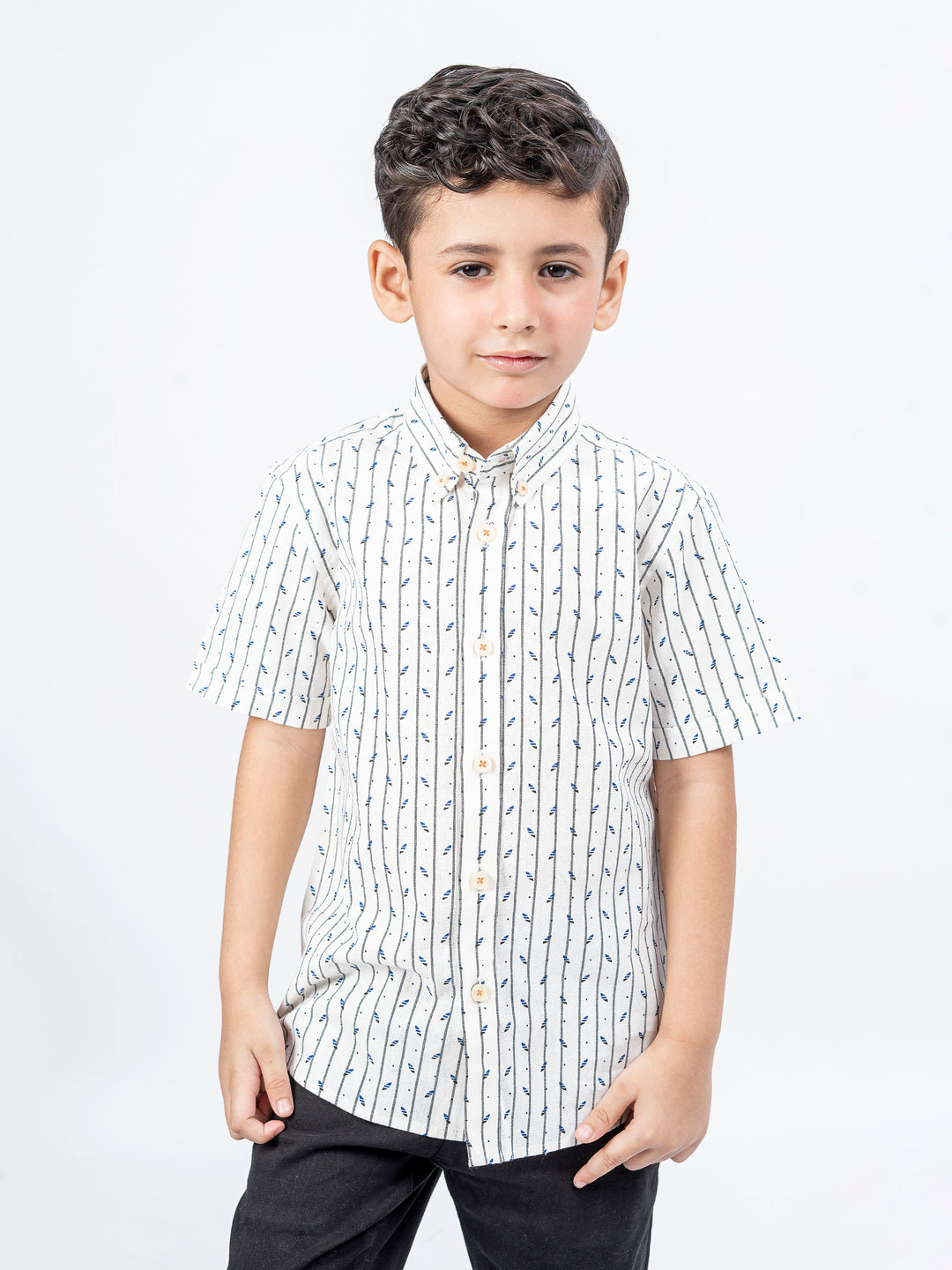 Offwhite & Black Striped Casual Shirt