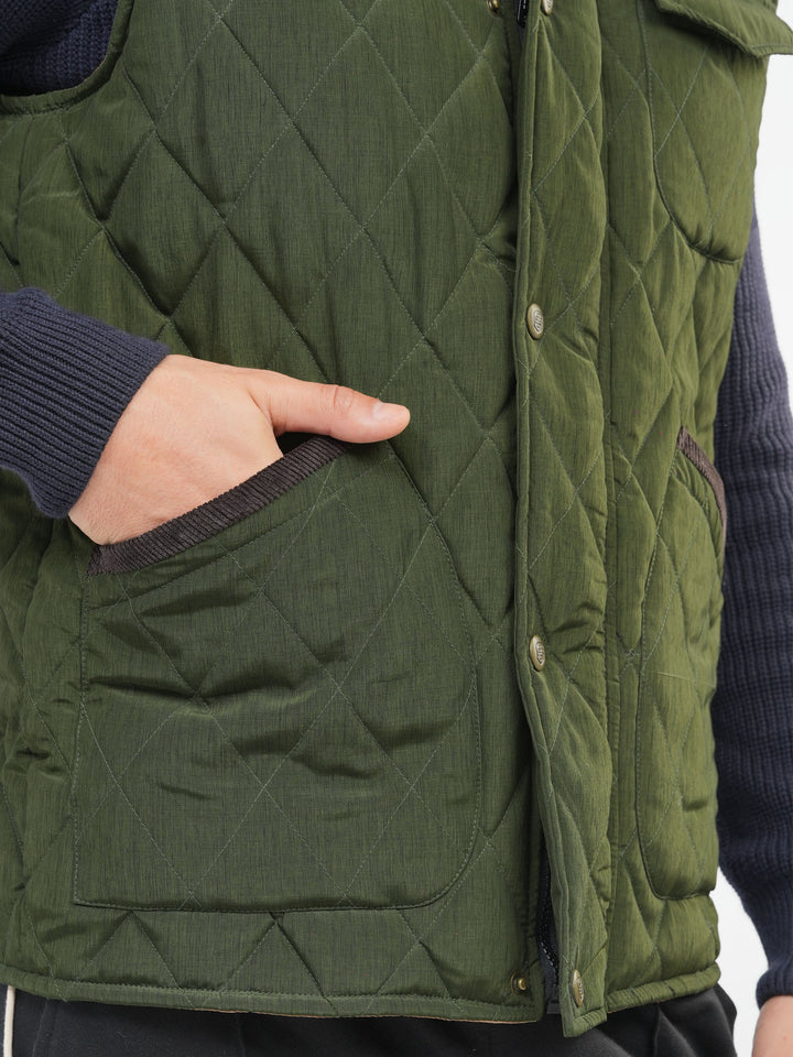 Olive Green Heritage Quilted Sleeveless Jacket