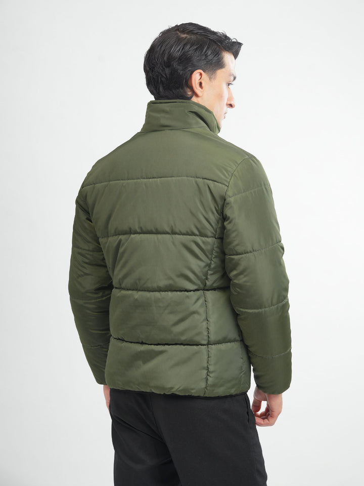 Men's polyester puffer coat back view