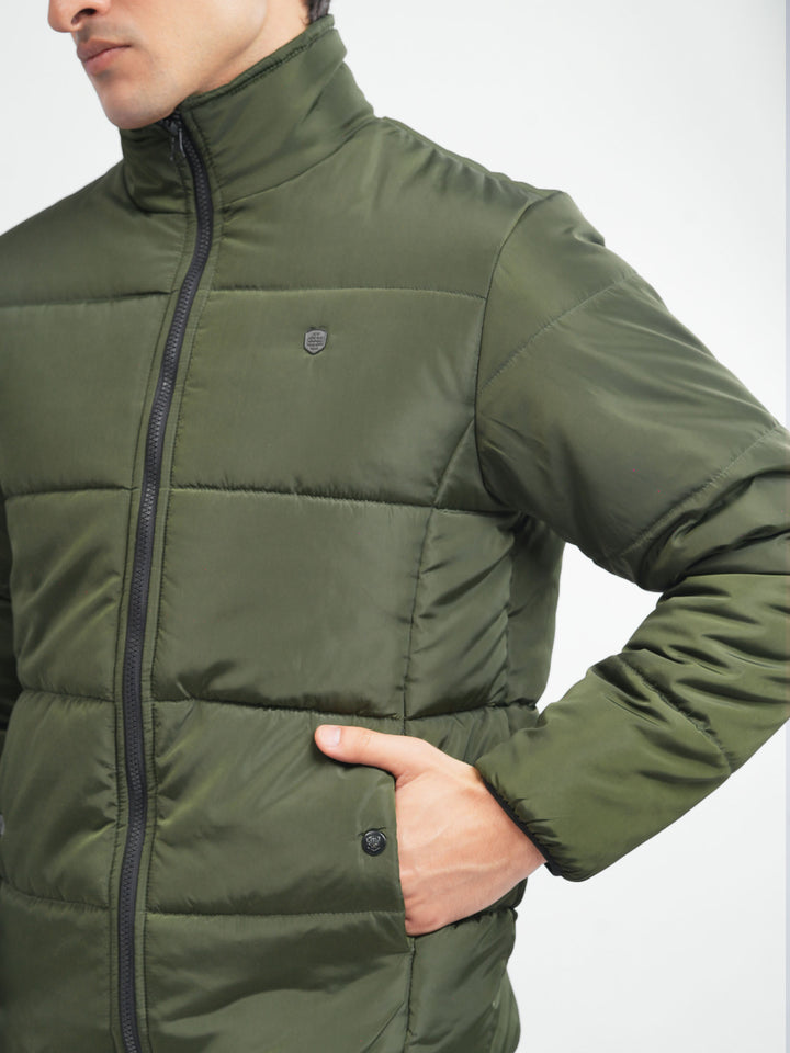 Quilted winter jacket for men close up