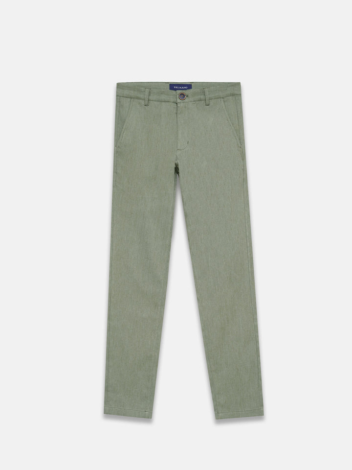 Olive Green Dobby Structured Chinos