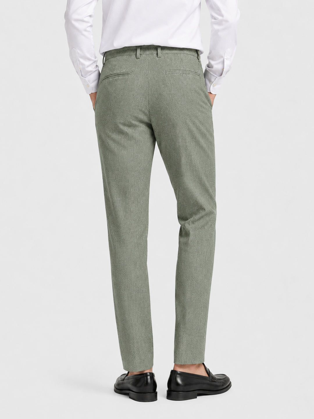 Olive Green Dobby Structured Chinos back image
