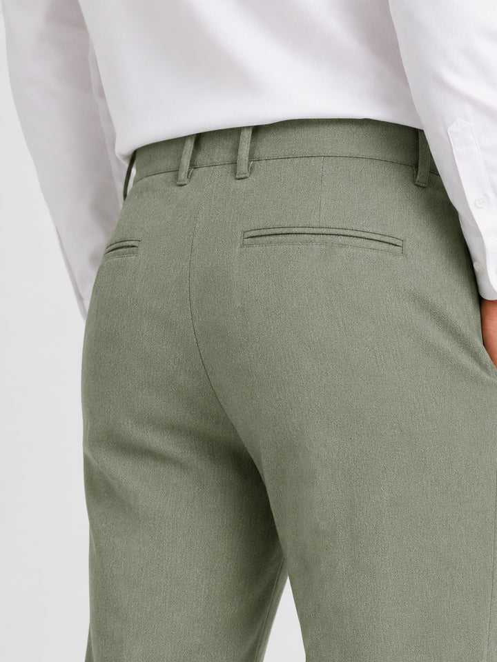 Olive Green Dobby Structured Chinos
