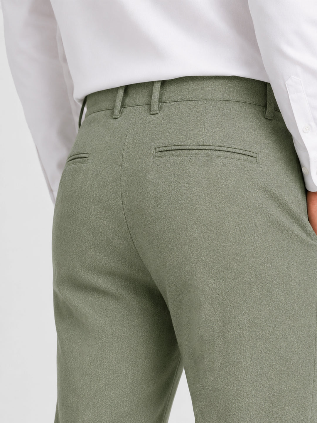Olive Green Dobby Structured Chinos