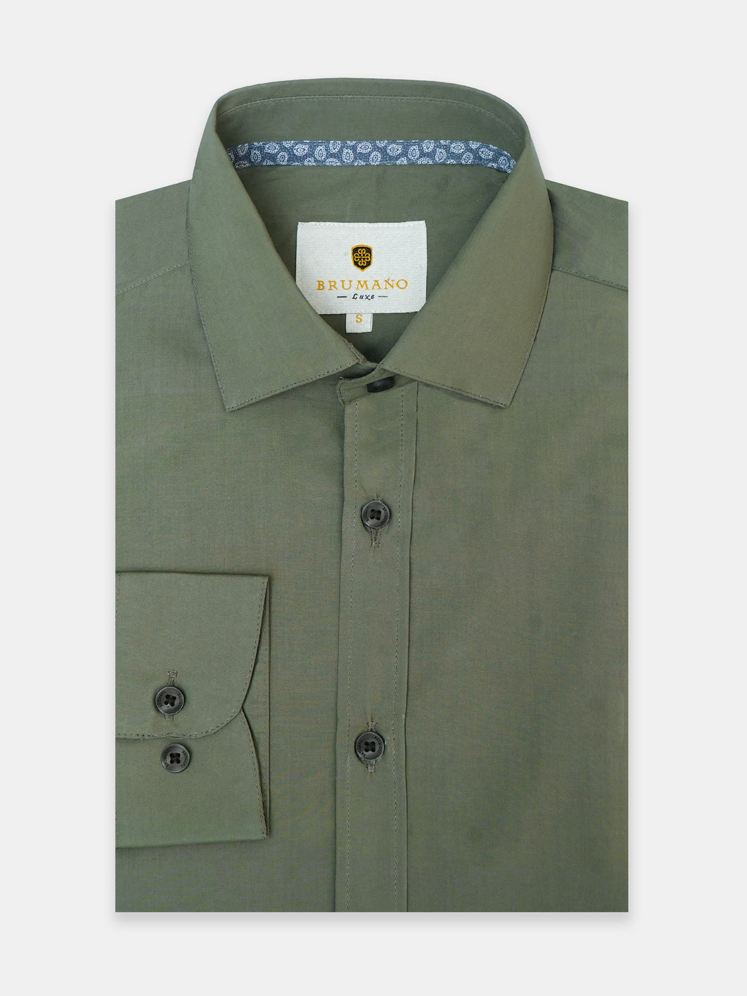 Olive Green Formal Shirt With Detailing - Luxe