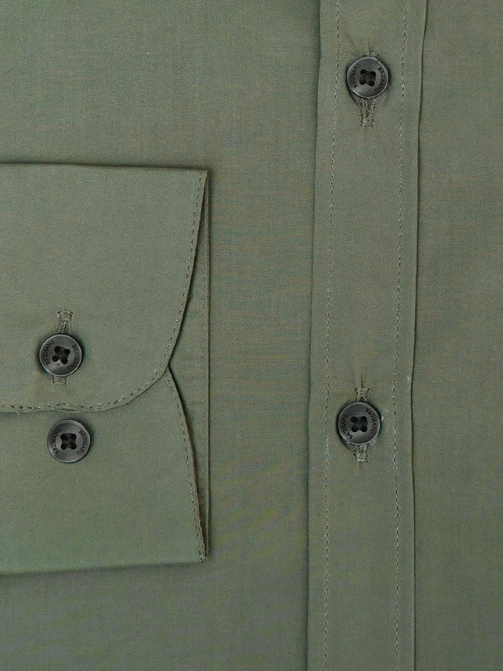 Olive Green Formal Shirt With Detailing - Luxe