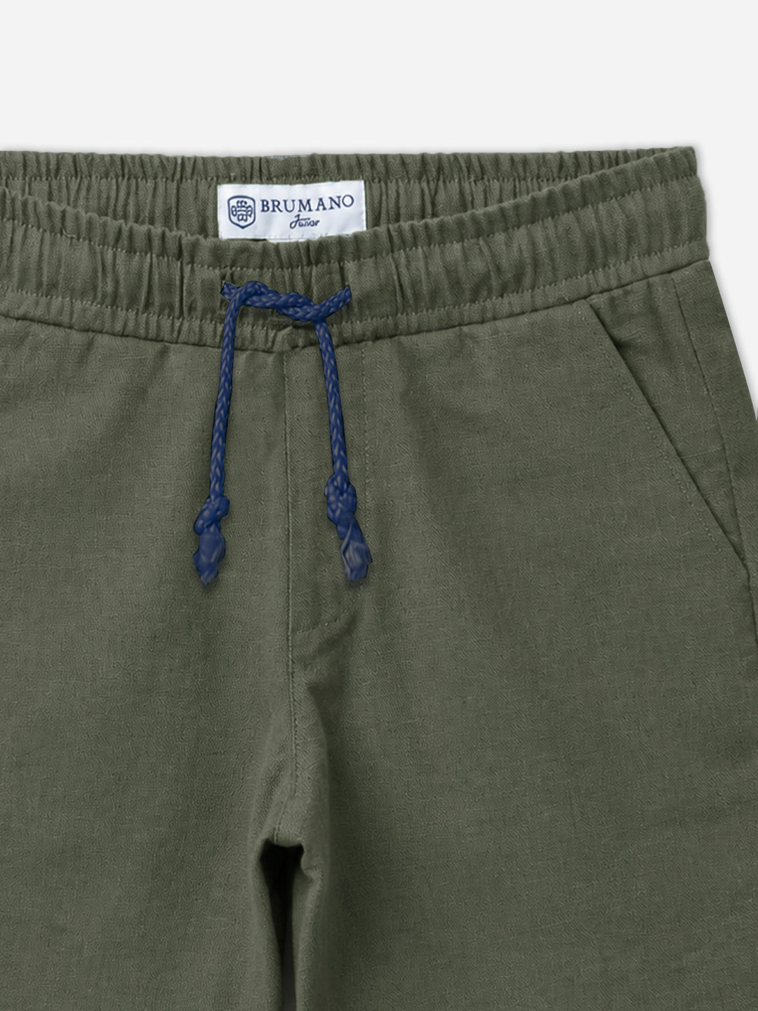 Olive Green Linen Casual Shorts - Junior