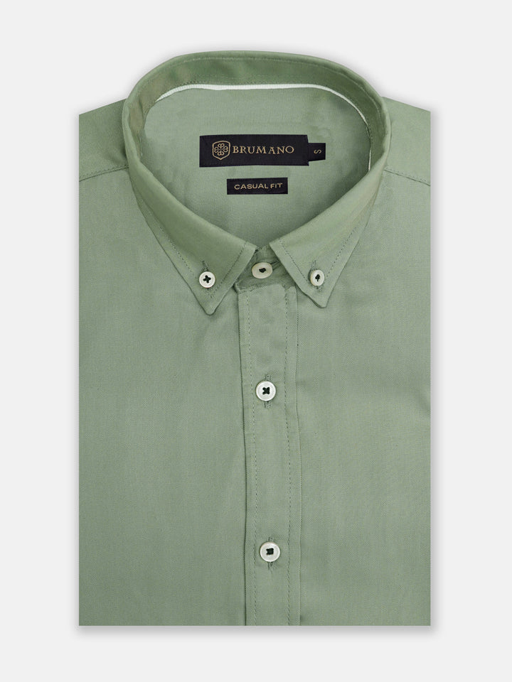 Olive Green Twill Button Down Shirt