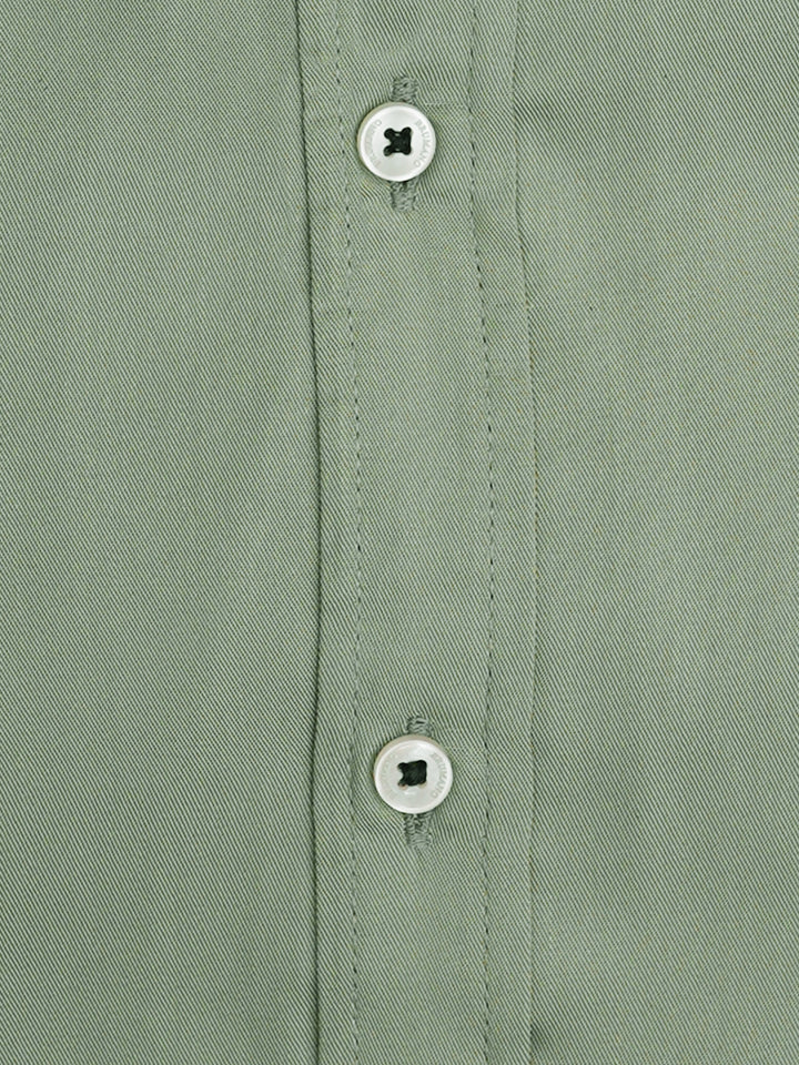 Olive Green Twill Button Down Shirt