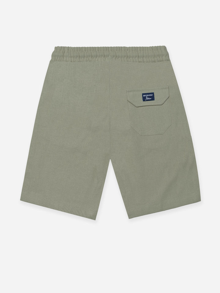 Olive Haze Linen Casual Shorts - Junior