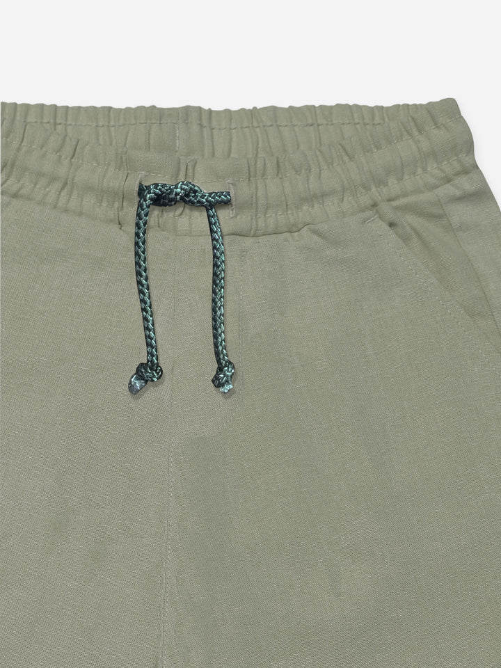 Olive Haze Linen Casual Shorts - Junior