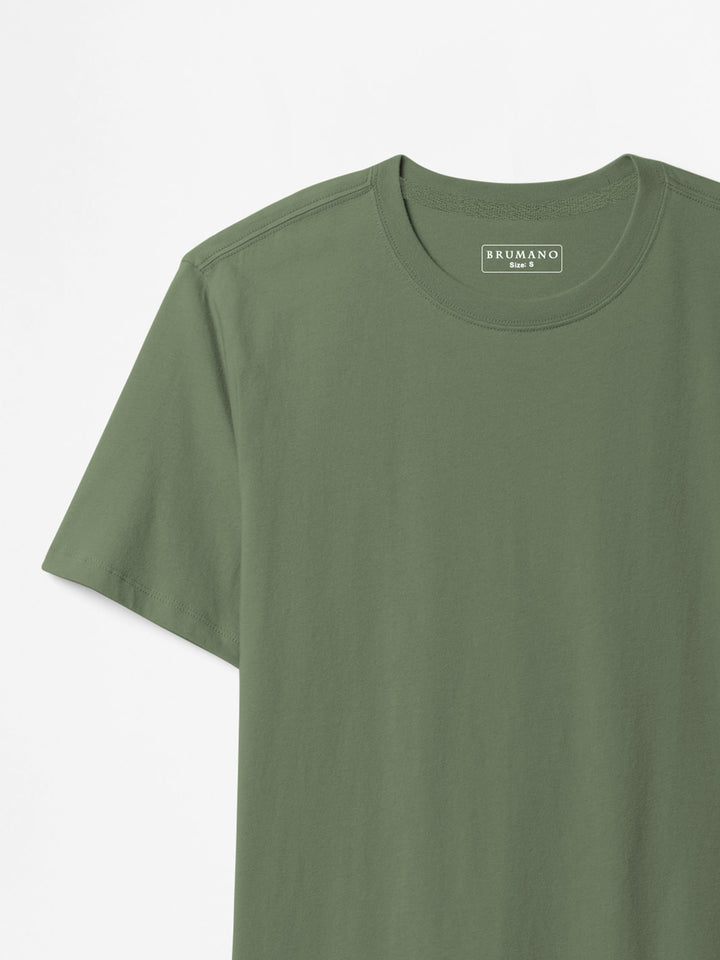 Olive Green 100% Cotton Basic Tee - Women