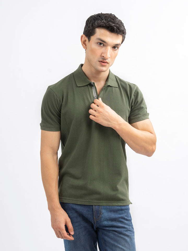 Olive Green 100% Cotton Pique Polo
