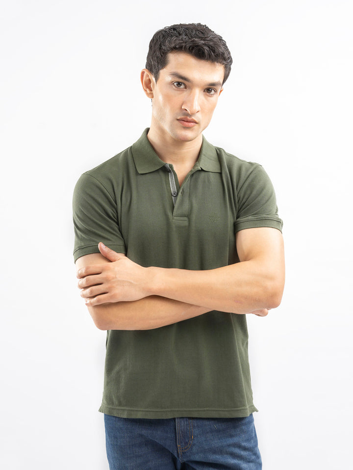 Olive Green 100% Cotton Pique Polo