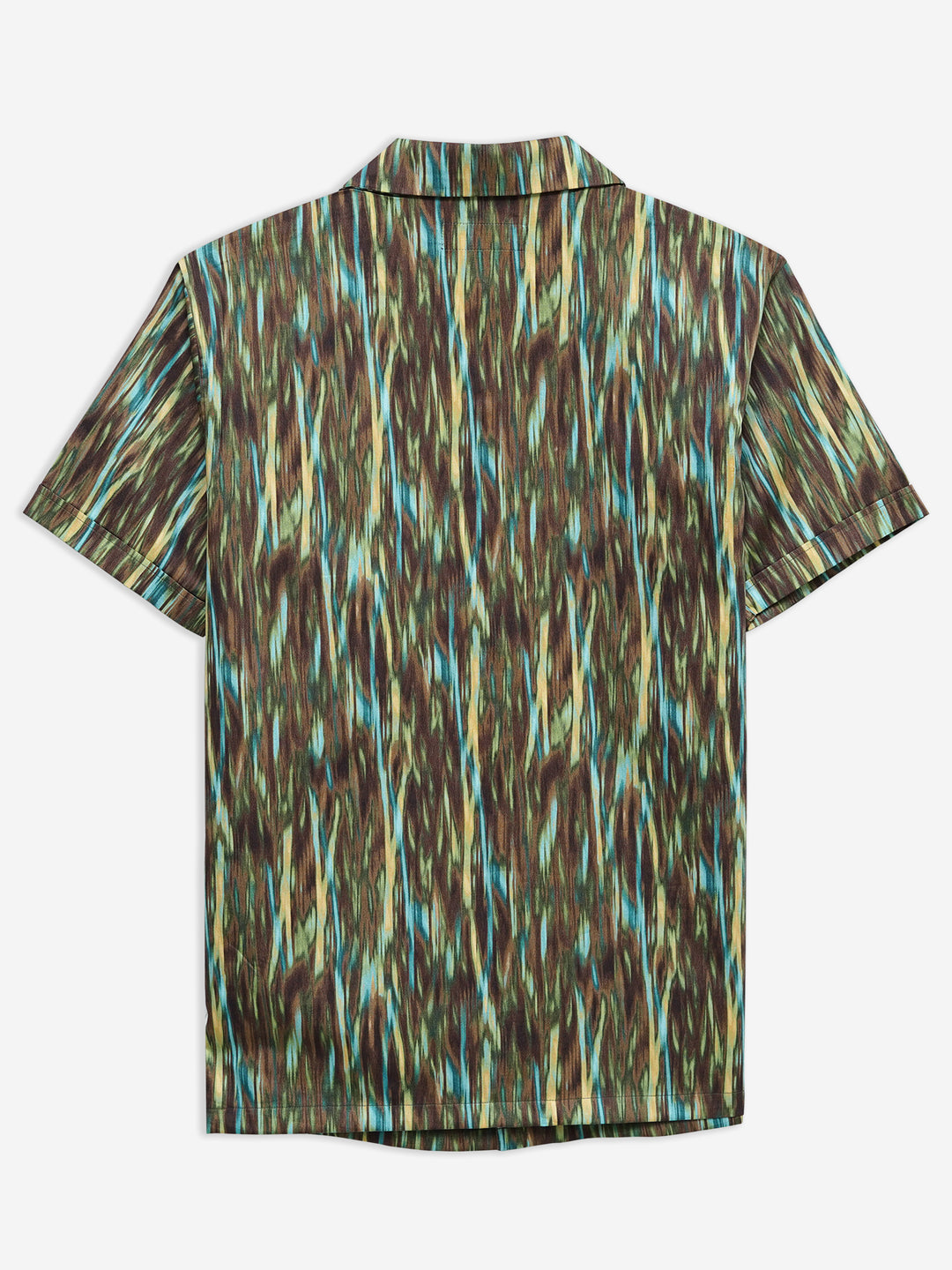Olive Green Abstract Printed Half Sleeve Cuban Collar Shirt Brumano Pakistan