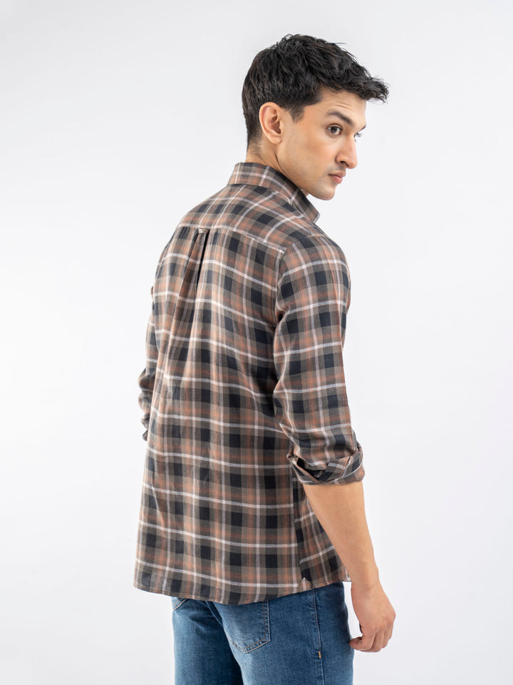 Olive Green Light Weight Checkered Shirt