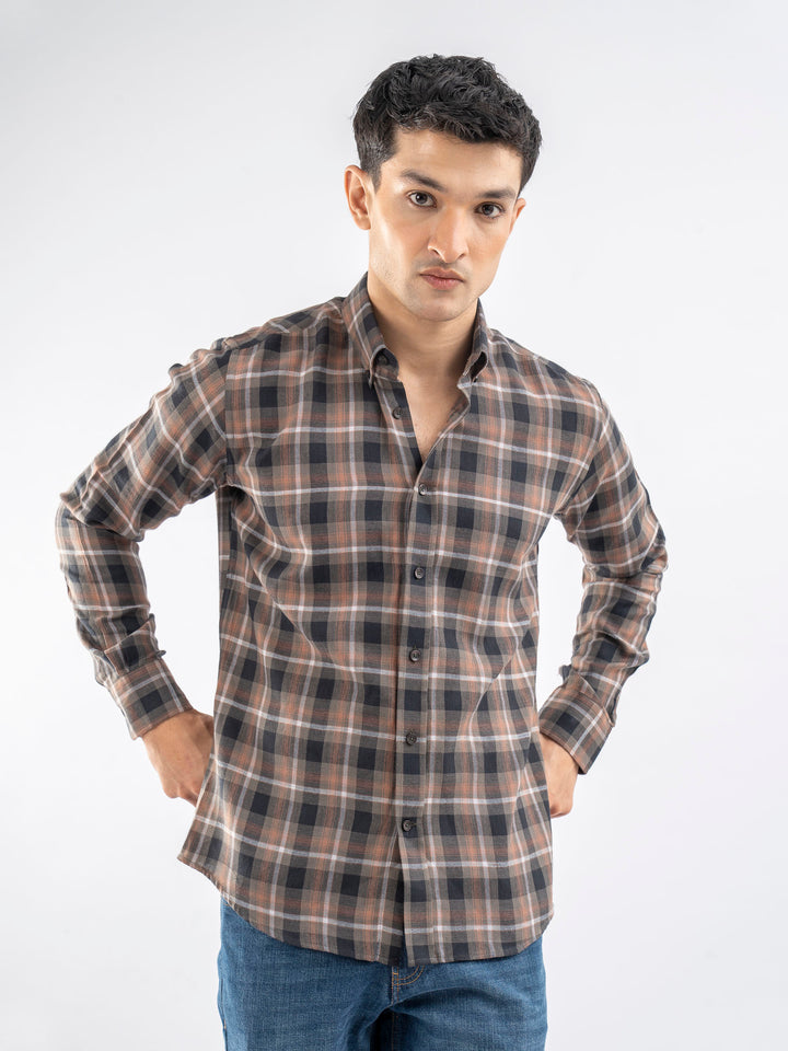 Olive Green Light Weight Checkered Shirt