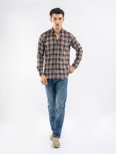 Olive Green Light Flannel Checkered Shirt