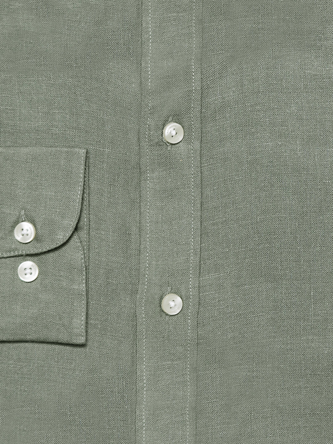 Olive Green Linen Blended Formal Shirt - Exclusive