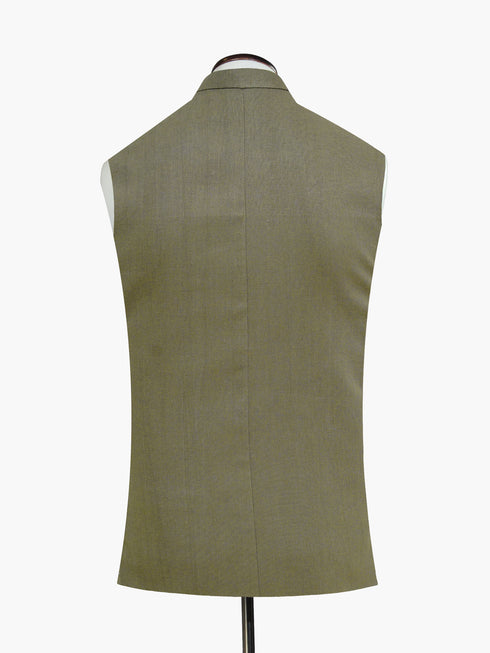 Olive Green Linen Structured Waistcoat