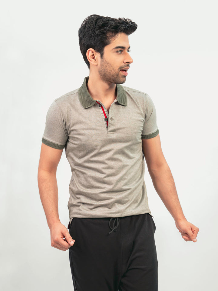 Olive Green Mercerized Pique Polo With Contrasting Collar Brumano Pakistan