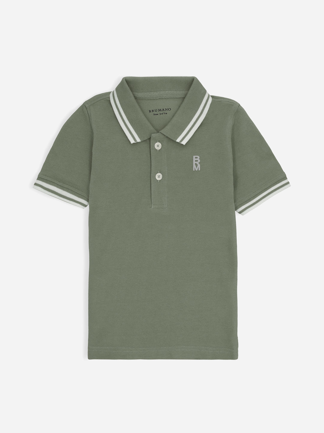 Olive Green Pique Casual Tipped polo