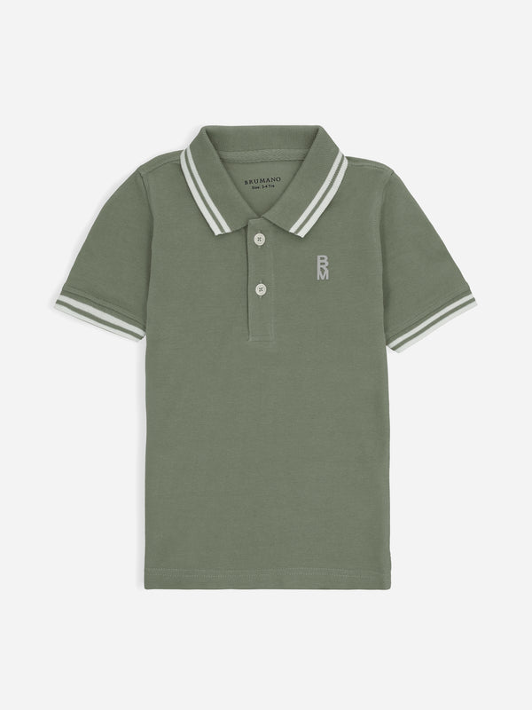 Olive Green Pique Casual Tipped polo Brumano Pakistan