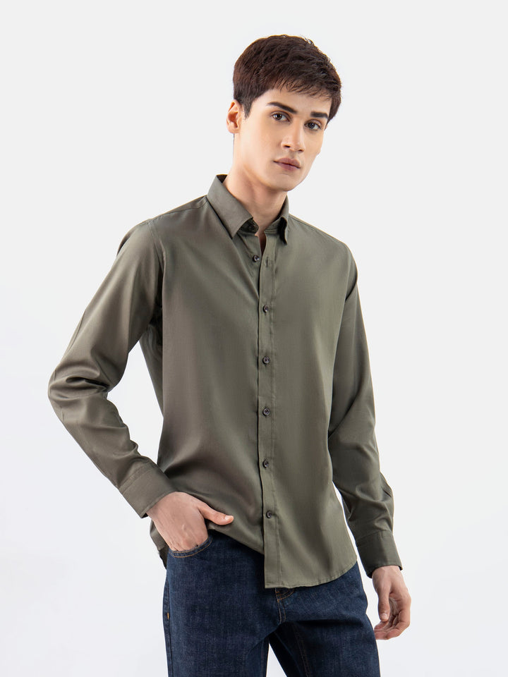 Olive Green Shirt With Beige Elbow Patch Brumano Pakistan