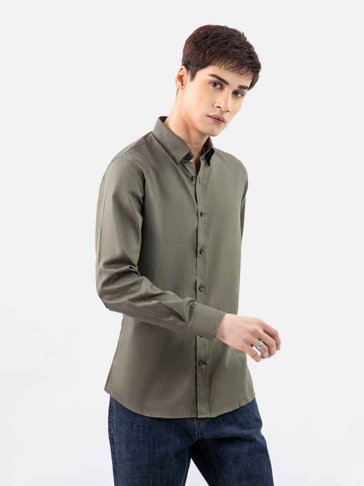 Olive Green Shirt With Beige Elbow Patch Brumano Pakistan