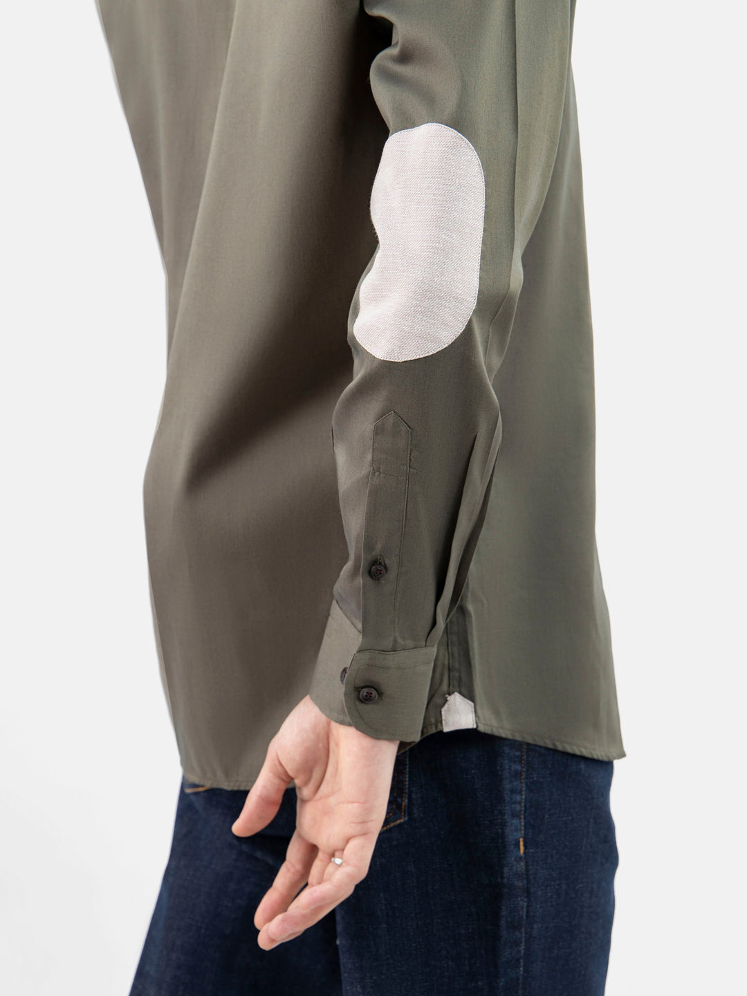 Olive Green Shirt With Beige Elbow Patch Brumano Pakistan
