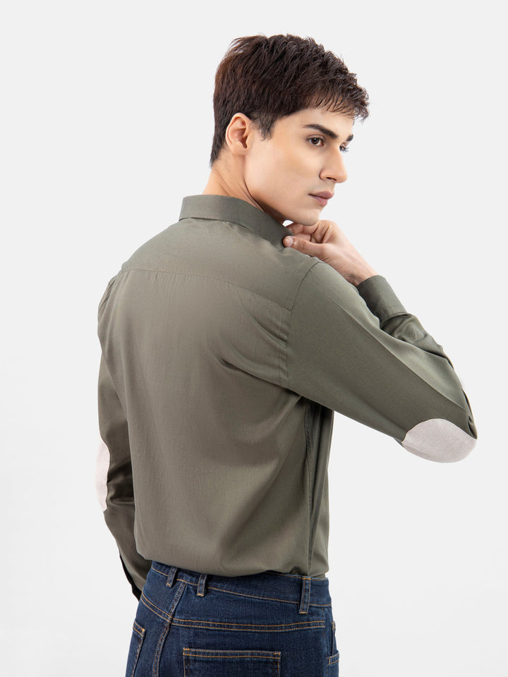 Olive Green Shirt With Beige Elbow Patch Brumano Pakistan