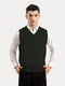 Olive Green Sleeveless V-Neck Sweater