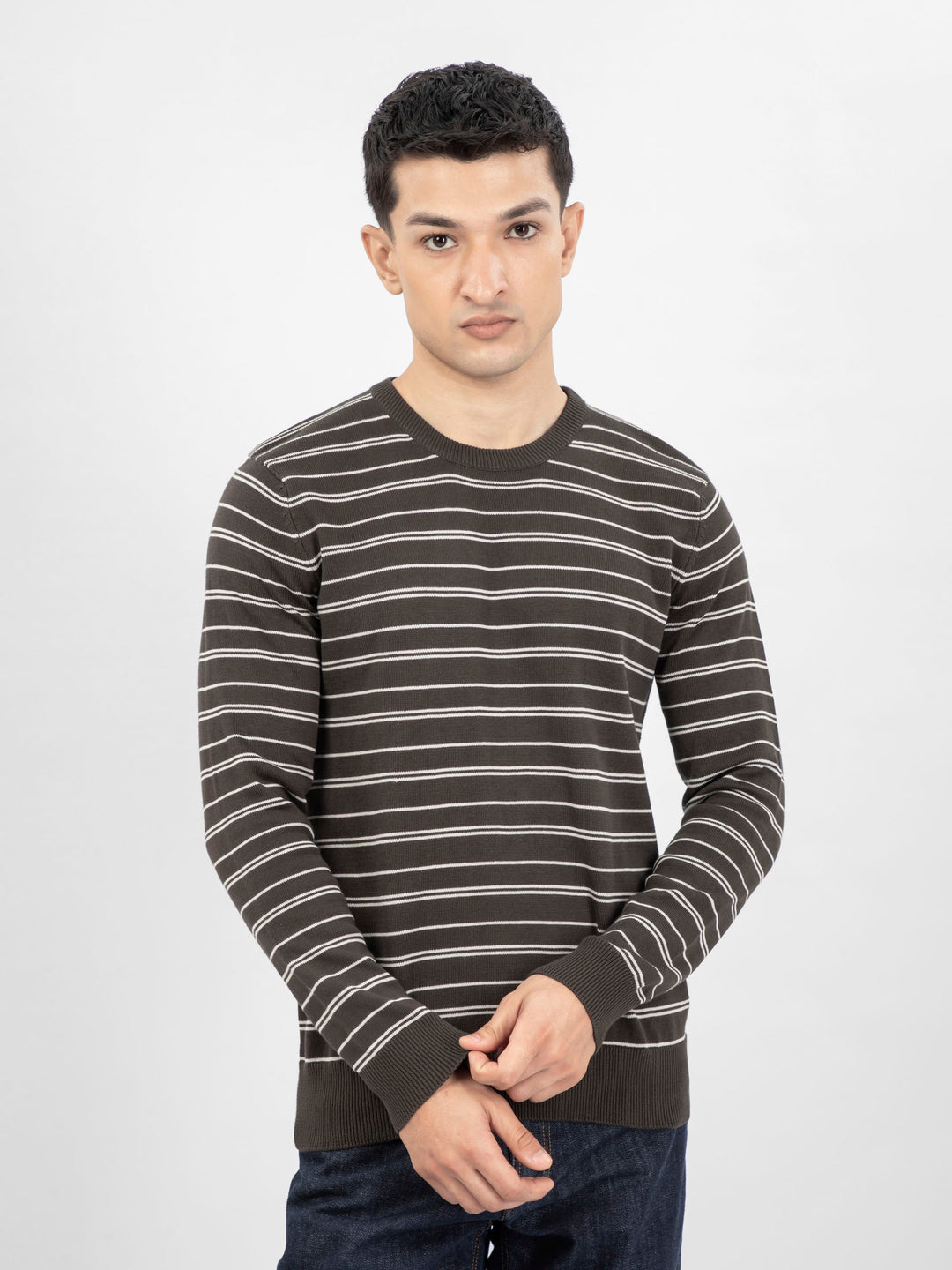 Olivegreenstripedcrewneckjumperbrumanopakistan2