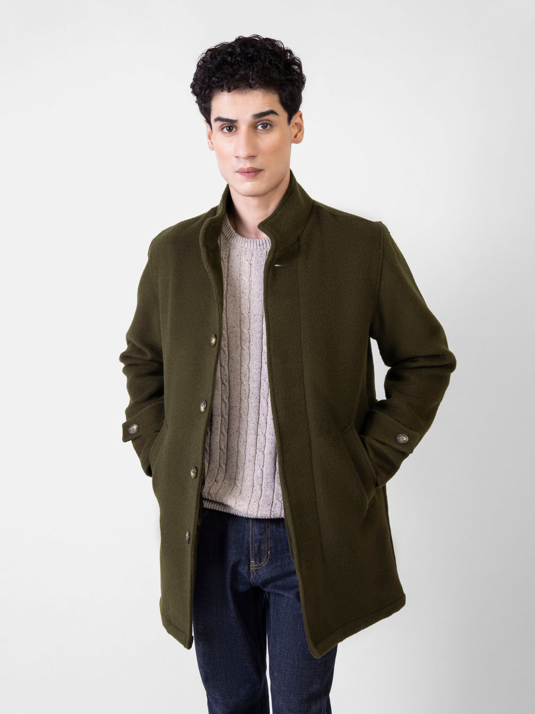 Olivegreenwoolblendedlongcoatbrumanopakistan1