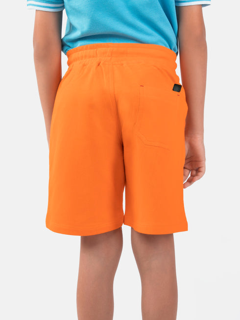 Orange Knitted Casual Shorts