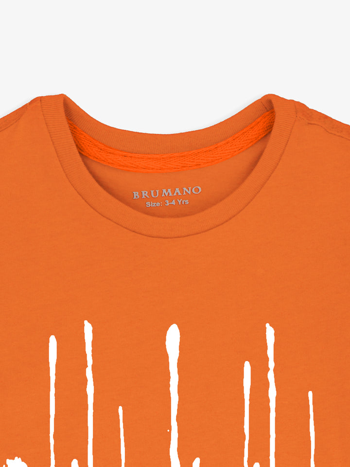 Orange Printed  'Refresh' Casual tee Brumano Pakistan