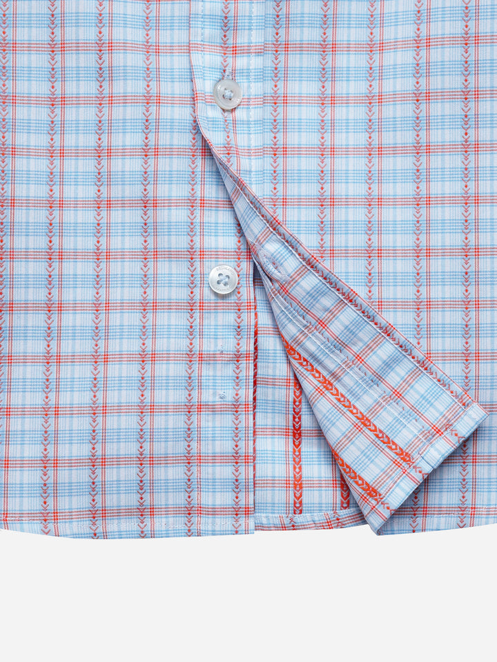 Orange & Blue Checkered Casual Shirt