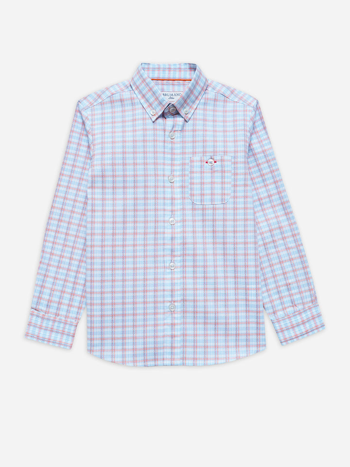 Orange & Blue Checkered Casual Shirt